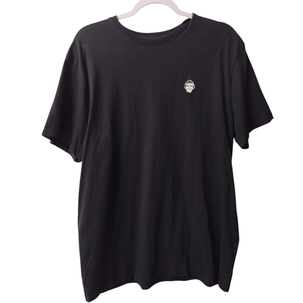 Upstanders Skull Embroidered Patch Tee 100% COTTON Slim Fit XL PTP 21" Black
